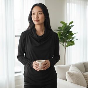 141 - 🌻 Long-Sleeved Cowl Neck Blouse